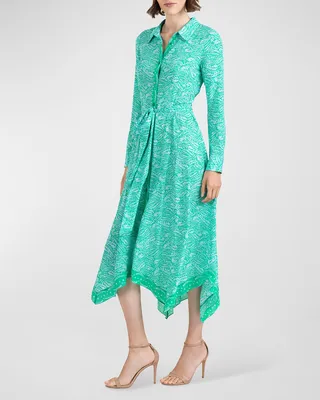 Valencia Botanical-Print Handkerchief Dress