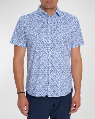 Men's Shields Performance-Stretch Short-Sleeve Sport Shirt
