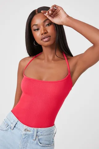 Ribbed Halter Bodysuit