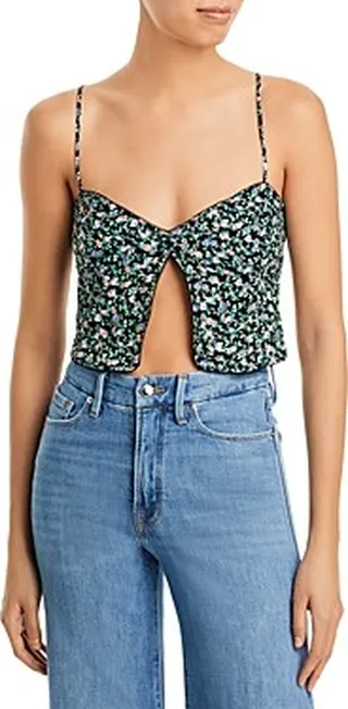 Afrm Rakeem Floral Print Slit Front Cropped Cami