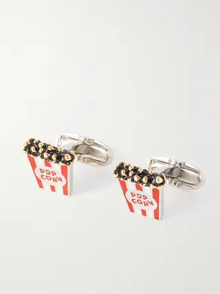 Popcorn Silver- and Gold-Tone and Enamel Cufflinks