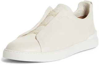 Triple Stitch Deerskin Leather Slip-On Sneaker