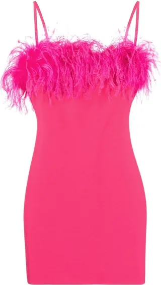 Feather-Trimmed Mini Dress
