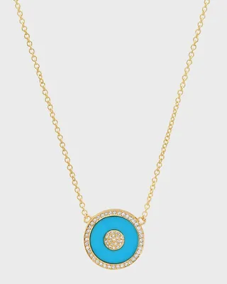 18k Gold Inlay Diamond Evil Eye Pendant Necklace