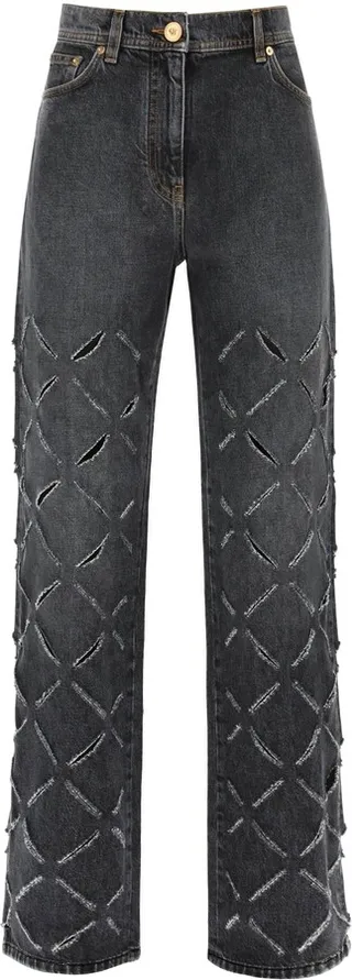 Versace Slashed Wide Leg Jeans