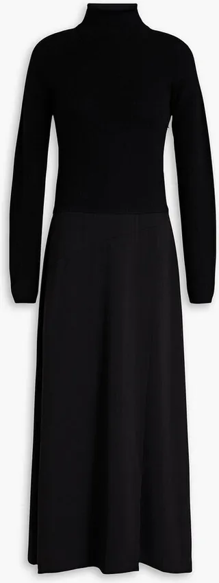 Cutout cady-paneled wool and cashmere-blend midi dress