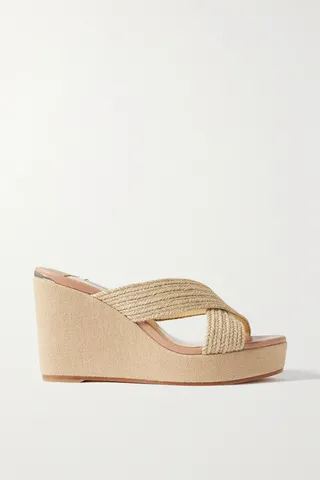 Jimmy Choo - Dovina 100 Raffia Espadrille Wedge Mules - Neutrals
