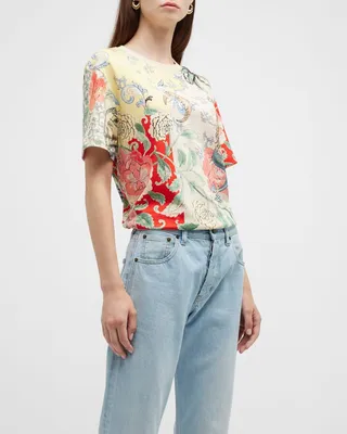 Nautical-Print Loose T-Shirt