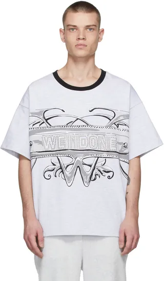 We11done Grey 'W' Graphic T-Shirt
