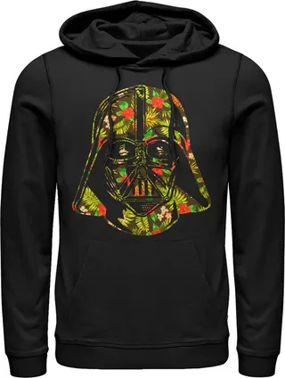 Men's Star Wars Hawaiian Print Darth Vader Helmet Pull Over Hoodie - Black - X Large