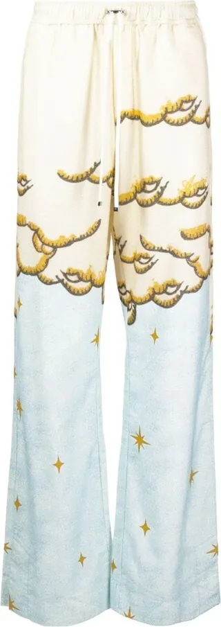 Sunscape-print flared trousers