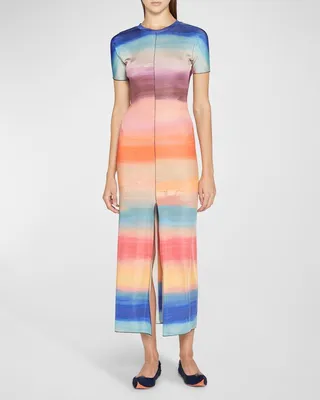 Dyed Ombre Fitted Sheath Dress