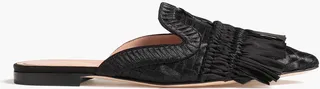 Tassel-trimmed satin slippers
