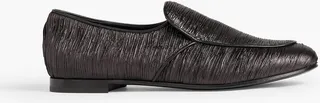 Vanessa leather-trimmed lamé loafers