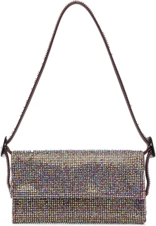 Crystal-Embellished Iridescent Shoulder Bag