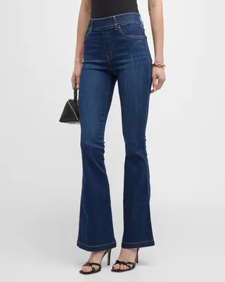 Flare-Leg High-Rise Stretch Denim Jeans