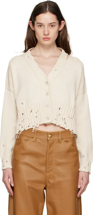 Marni Off-White Destroyed Cardigan
