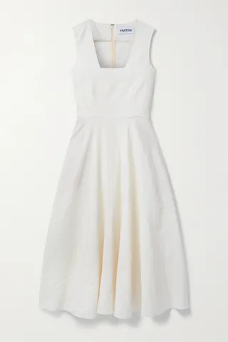 PARTOW - Carina Belted Crinkled-crepe Midi Dress - Ivory