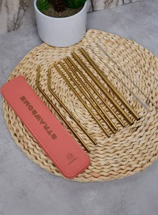 Stainless Steel Gold Straw Set - Strawsome