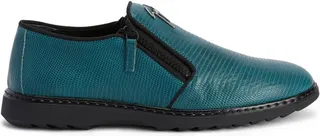 Snake-Skin Effect Leather Loafers