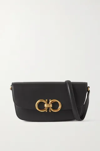 Ferragamo - Trapezio Leather Shoulder Bag - Black