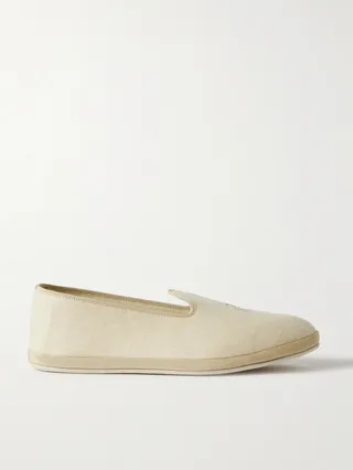 Logo-Embroidered Cashmere Slippers