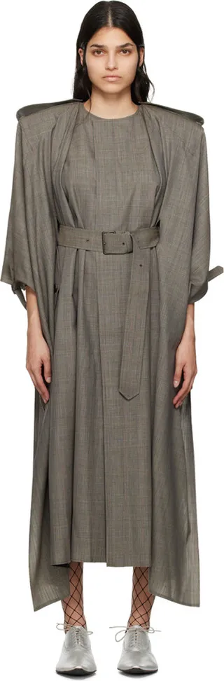 Junya Watanabe Gray Glencheck Trench Coat