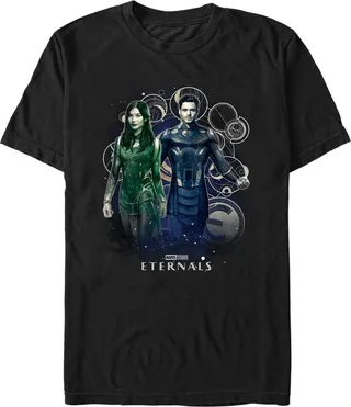Men's Marvel Eternals Ikaris and Sersi Portrait T-Shirt - Black - Small