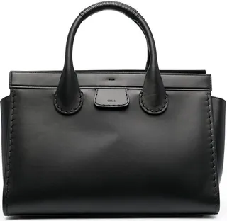 Black Edith Large Leather Tote Bag