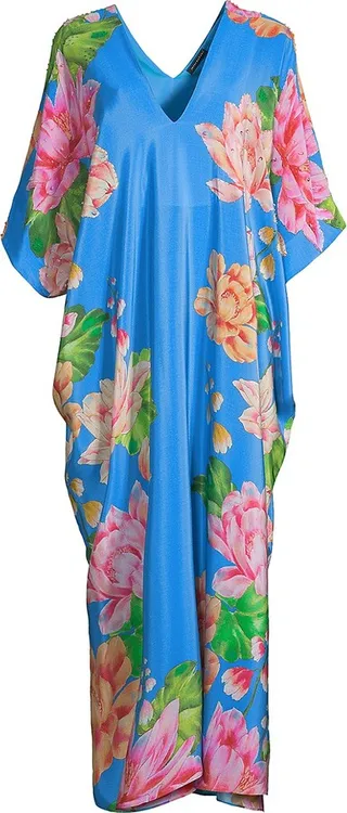 Hanabi Floral Silk Crêpe De Chine Caftan