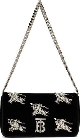 Burberry Black Small Crystal EKD Lola Bag