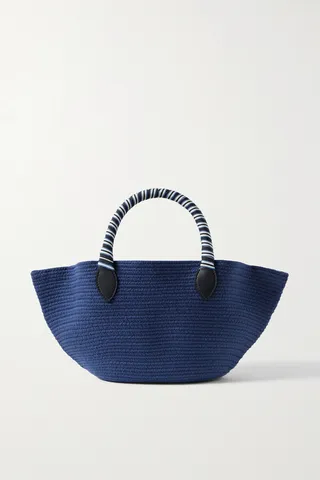 Loro Piana - Eolian Mini Leather-timmed Woven Cotton Tote - Blue