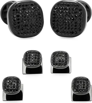 Pavé Crystal and Stainless Steel Cufflinks