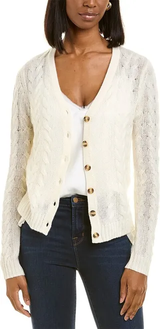 Kier + J Cable V-Neck Cashmere Cardigan