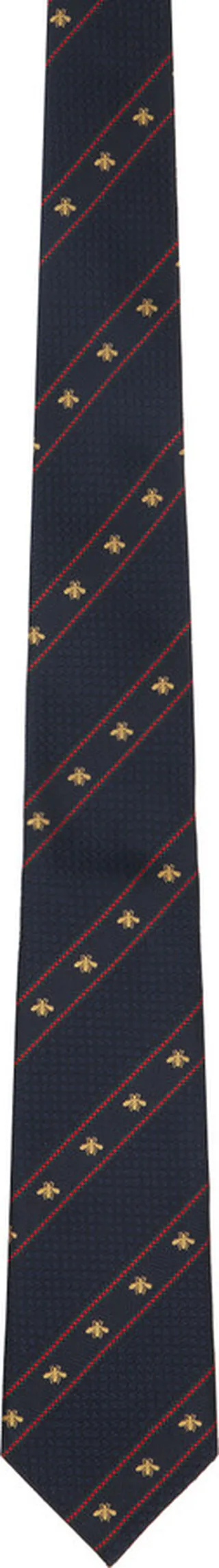Gucci Navy & Red Silk Bee Web Tie