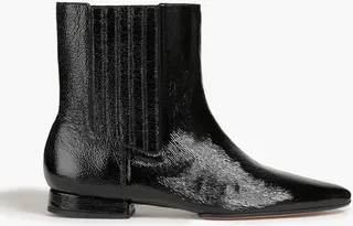 Crinkled patent-leather ankle boots