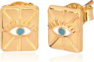 Rise Above the Crowd Collection 14K Gold Plated Sterling Silver Lucky Eye Stud Earrings