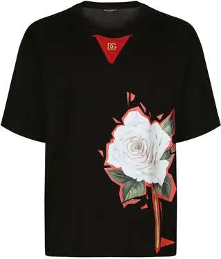 floral-print cotton T-shirt