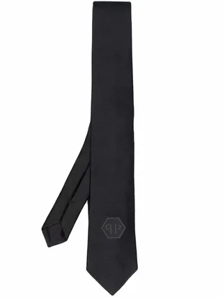 Hexagon Logo-Patch Silk Tie