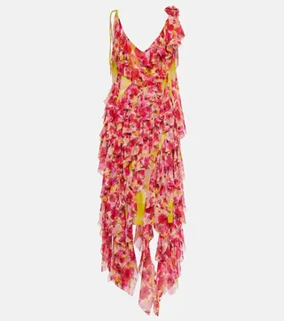 Silk-blend floral midi dress