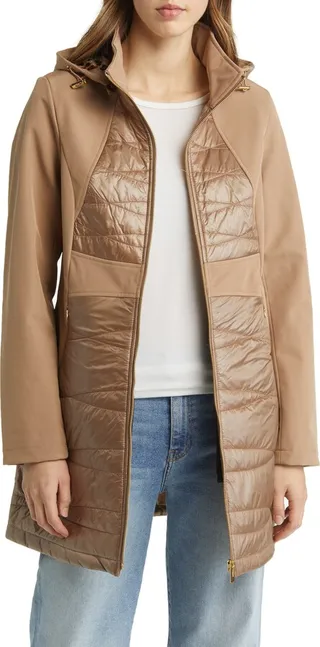 Elliptical Quilted Hooded Softshell Jacket
