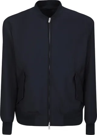 Blue Wool Bomber Jacket