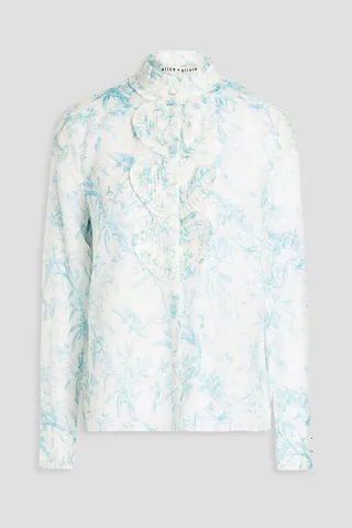 Kurt printed cotton and silk-blend voile blouse