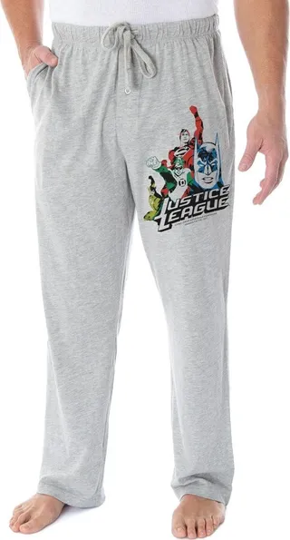 DC Comics Men's Justice League Superheroes Loungewear Sleep Pajama Pants (LG) Grey