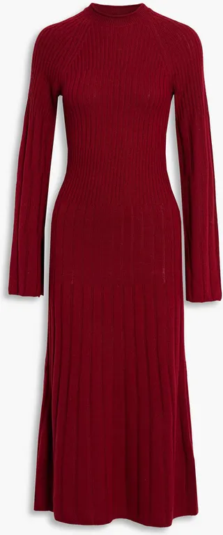 Hazelton ribbed wool midi dress