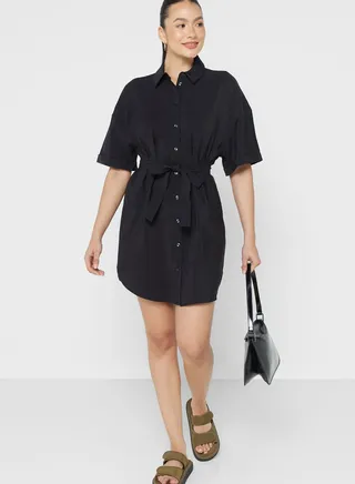 Button Detail Shirt Dress