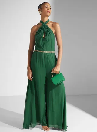 Halter Neck Embellished Dress
