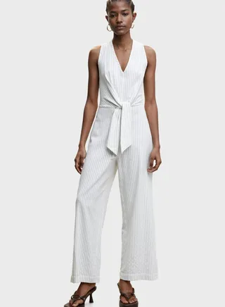 Striped Knot Detail Jumpsuit