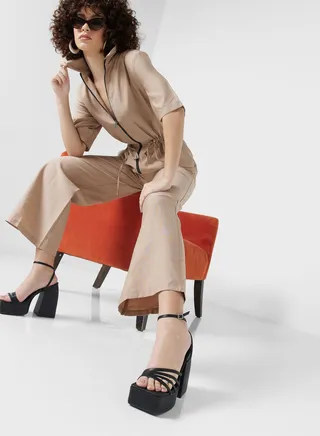 Zipped Tie Detail Jumpsuit