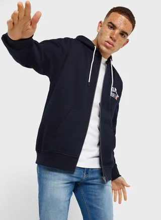 Logo Zip Through Hoodie